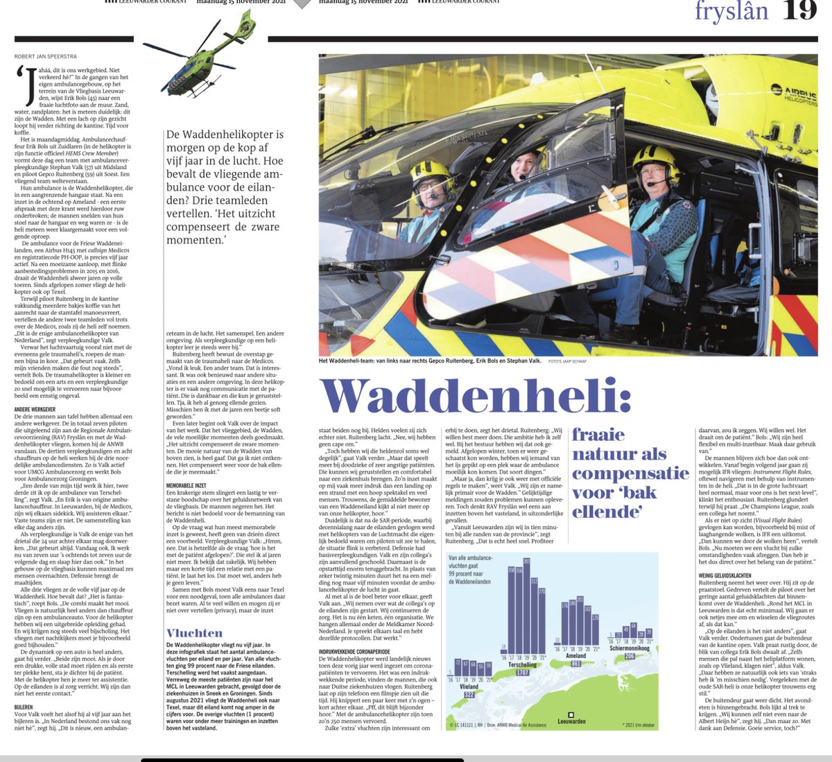 De #Medic01 #ambulancehelikopter bestaat vijf jaar! Ter gelegenheid hiervan vandaag een #interview met mijn collega’s in de <a href="/lc_nl/">Leeuwarder Courant</a>. #lustrum #Waddeneilanden #Wadden