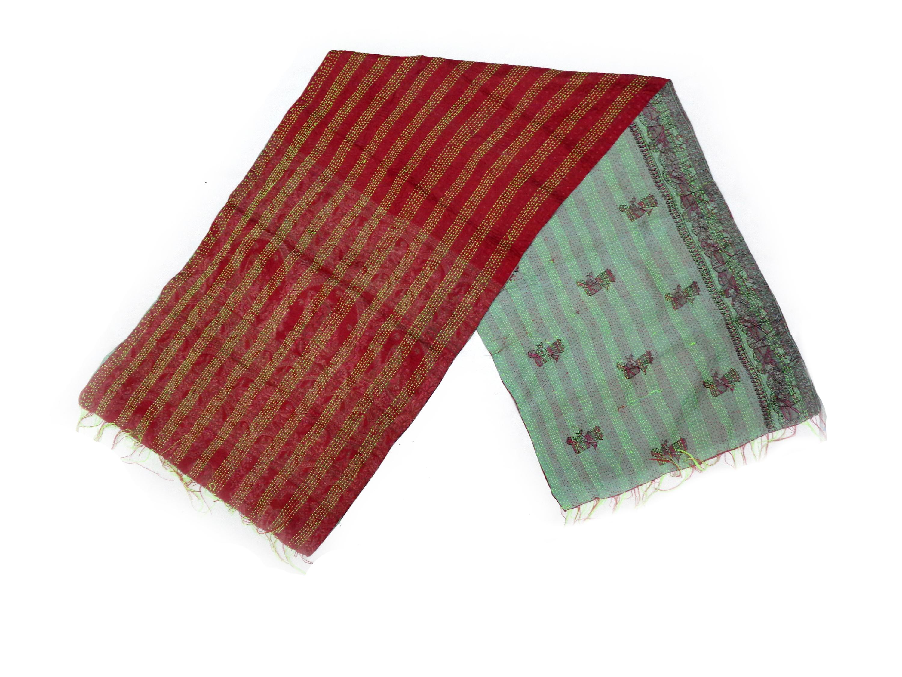 Silk Scarf Head Wrap Stole veil Kantha Embroidered Scarf Veil Boho Scarves KS35
