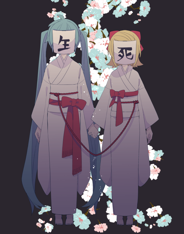 鏡音レン ,鏡音リン ,カイト(ボーカロイド) ,巡音ルカ ,メイコ(VOCALOID) 「#着物の日 」|由杞のイラスト