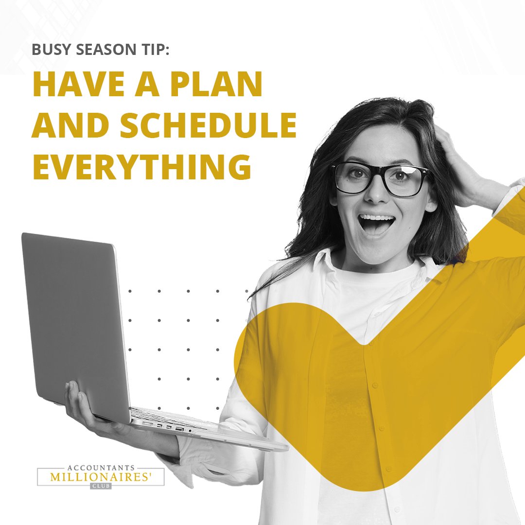 When it seems like everyone and everything just wants you to do something, one of the best things you can do is literally schedule every task in your diary. 

Learn more: accountantsmillionaire.club/time-managemen…

#accountant