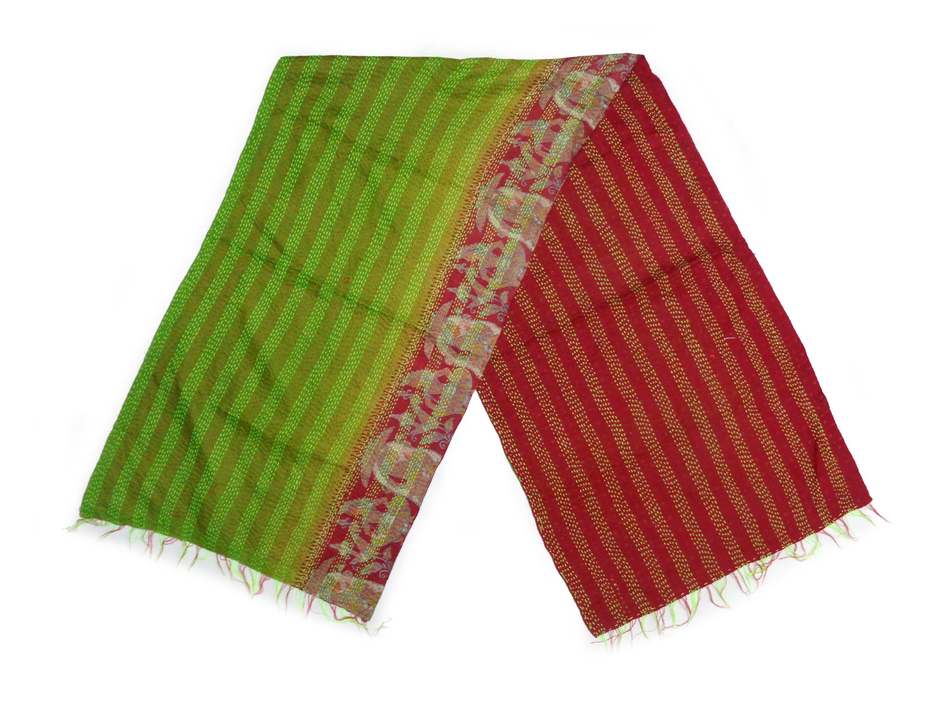 Silk Kantha Scarf Neck Wrap Stole veil Hijab Scarves Reversible Sew Long  KS34