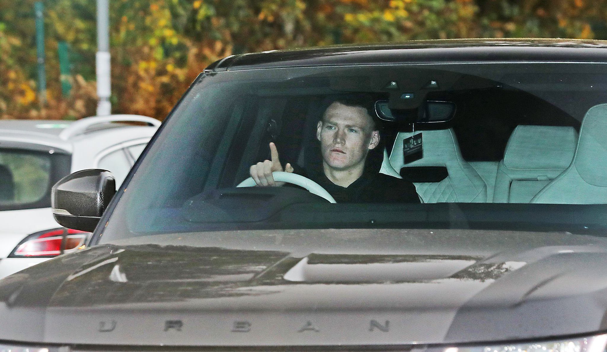 Scott McTominay pictured in his car arriving for training