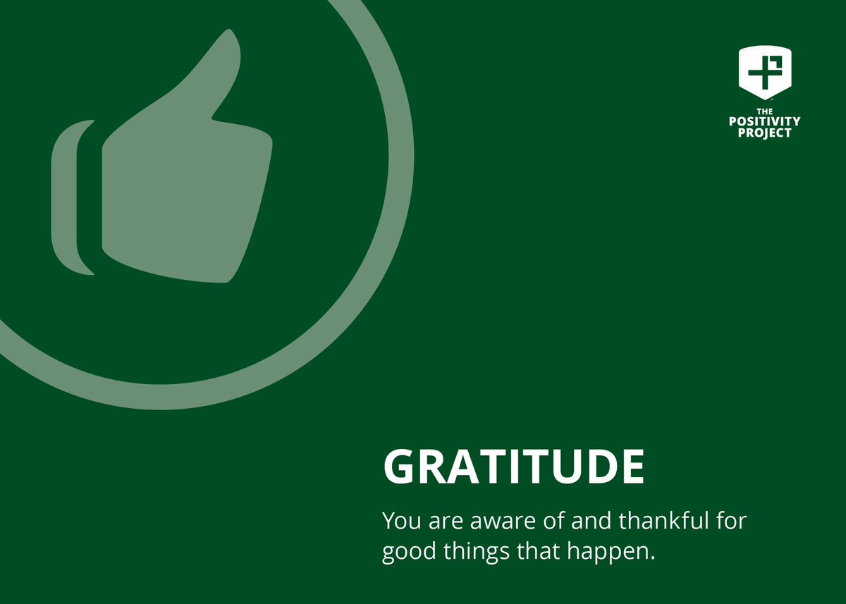 JAnconaLHS's tweet photo. This week’s character strength, #gratitude, is the strongest predictor of living a happier life. “Showing gratitude is one of the simplest yet most powerful things humans can do for each other.” - Randy Pausch #PositivityinAction https://t.co/51VeByH0Yg
