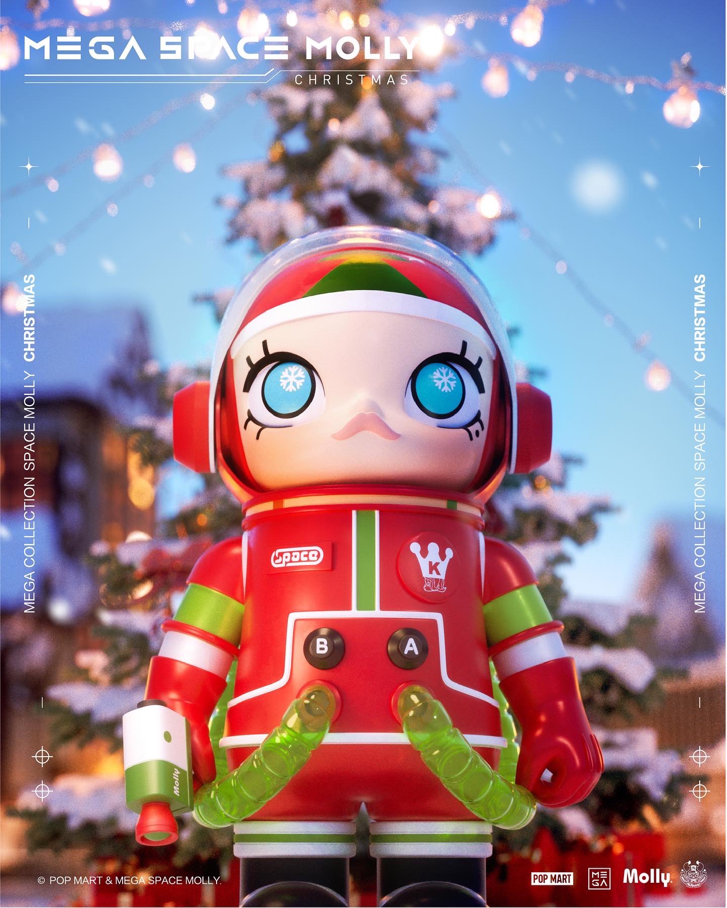 新品 POPMART 1000% SPACE MOLLY CHRISTMAS Pop Mart Mega Collection Space Molly Christmas 1000% Multi