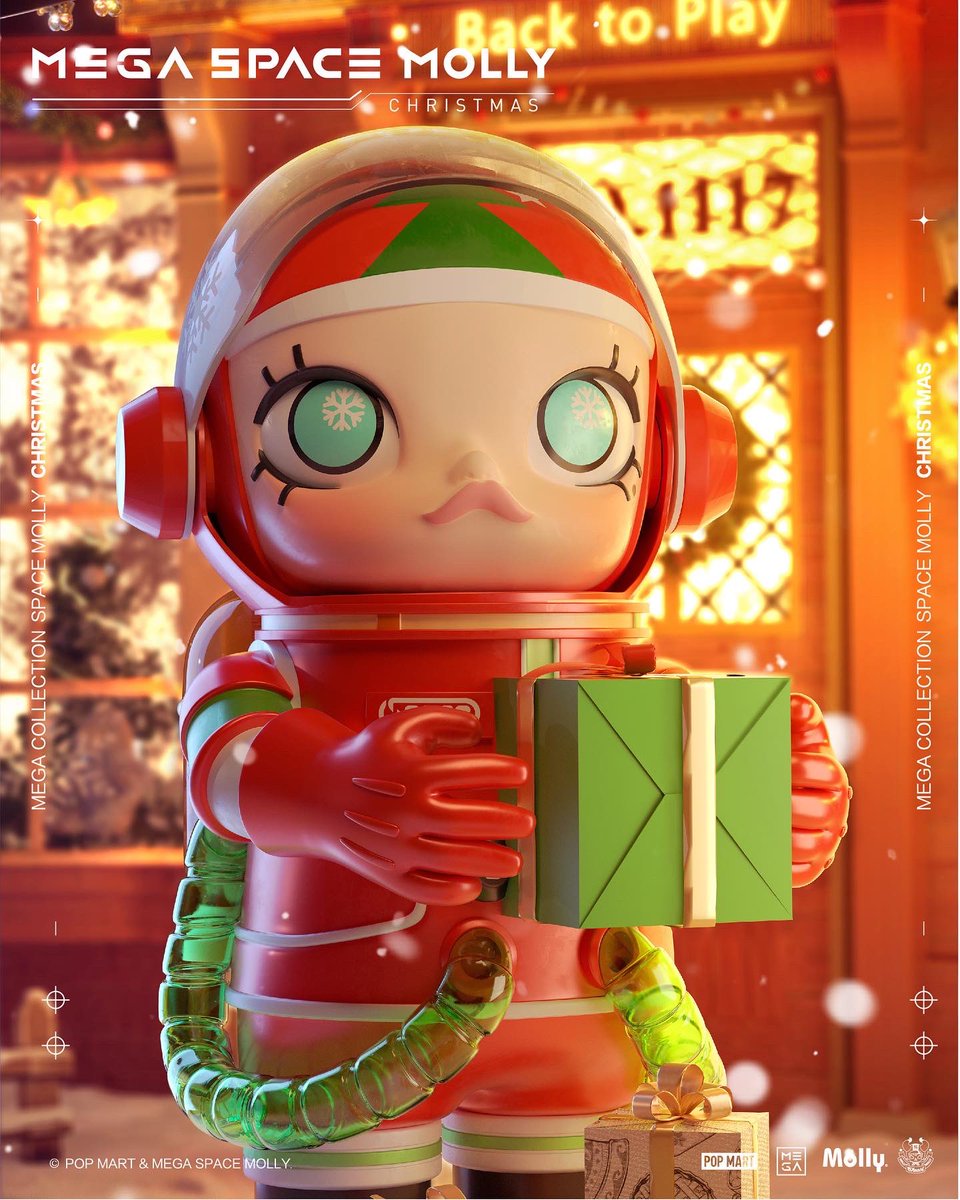 新品 POPMART 1000% SPACE MOLLY CHRISTMAS Pop Mart Mega Collection Space Molly Christmas 1000% Multi