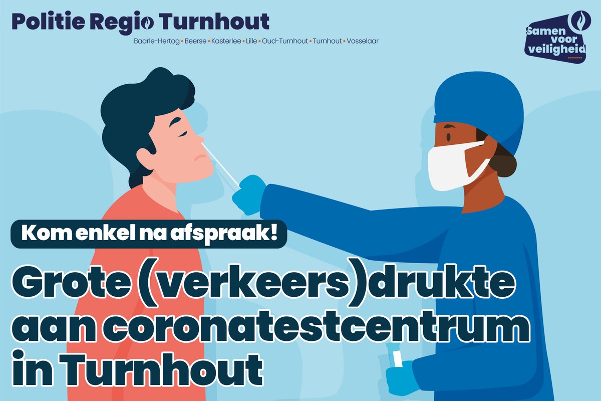 PZRegioTurnhout's tweet photo. Het is opnieuw uitzonderlijk druk aan het #coronatestcentrum op de Campus Blairon in #Turnhout. Er staan lange wachtrijen en ook in de omliggende straten laat de drukte zich voelen. Kom enkel naar het #testcentrum nadat je een code hebt aangevraagd én een afspraak hebt gemaakt. https://t.co/VWvbsiRCh4