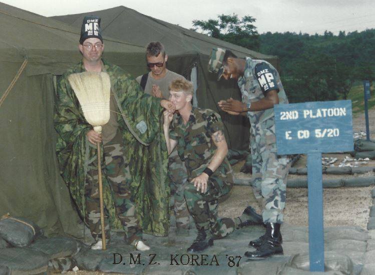 Korean_DMZ_Vets's tweet photo. 1987 - Up on the Z - Soldiers from 5/20th Infantry having a little fun during their stay at Tent City/Warrior Base!  King of the DMZ? :-) :-)  #dmz #upontheZ #warriorbase #2id #dmzwar #korea #rok #dmzvets #1980s #coldwar https://t.co/ASQSVoYrQx