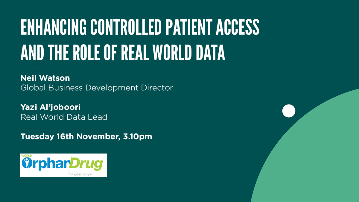 Clinigen's tweet photo. Join us at the World Orphan Drug Congress 2021 in Barcelona this week - stand 65.
Tomorrow 16 Nov at 3:10pm, Neil Watson and Yazi Al'joboori will be speaking about enhancing controlled patient access and the role of Real World Data.
#managedaccess #realworlddata #WODC https://t.co/mAc1NVXqYS