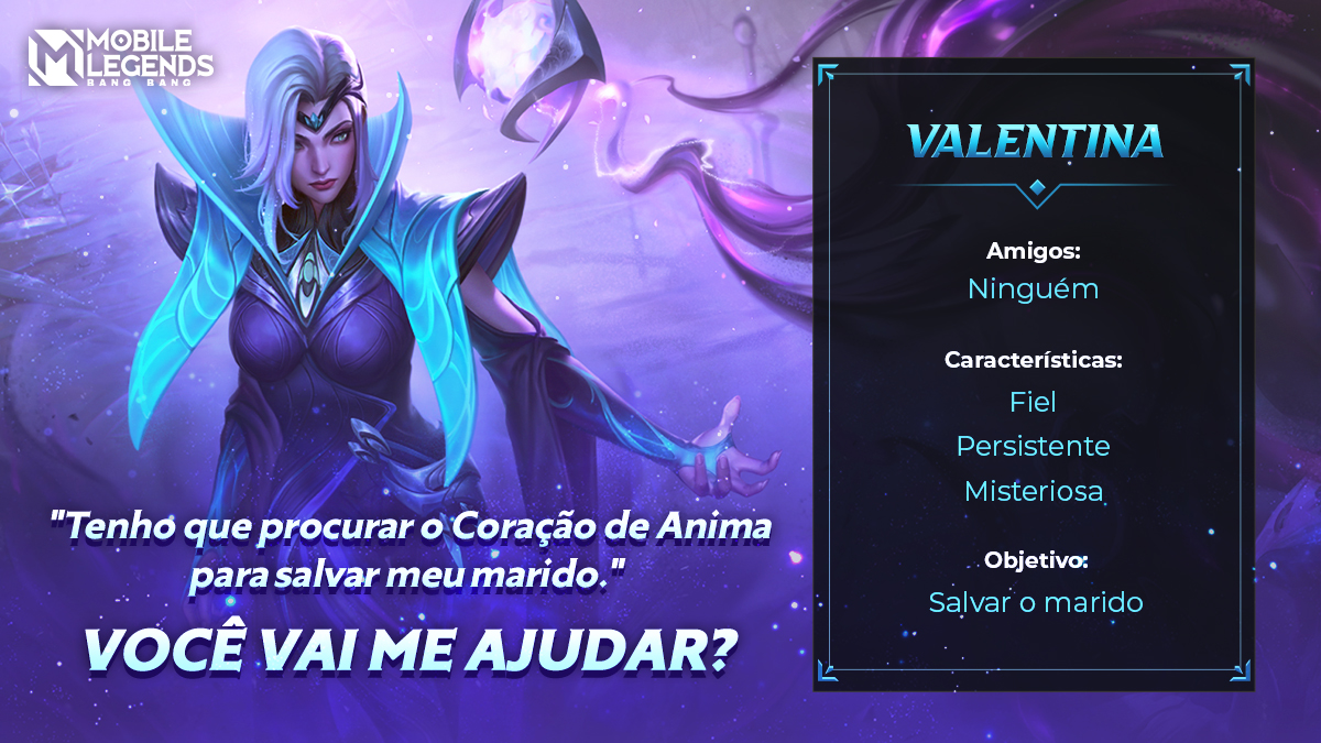 MLBBBR's tweet photo. Há milhares de anos Valentina espera ver o marido novamente. Você vai ajudá-la? 🤔
#MobileLegendsBangBang #mlbb #ValentinaMLBB https://t.co/eyvkZXUpgE