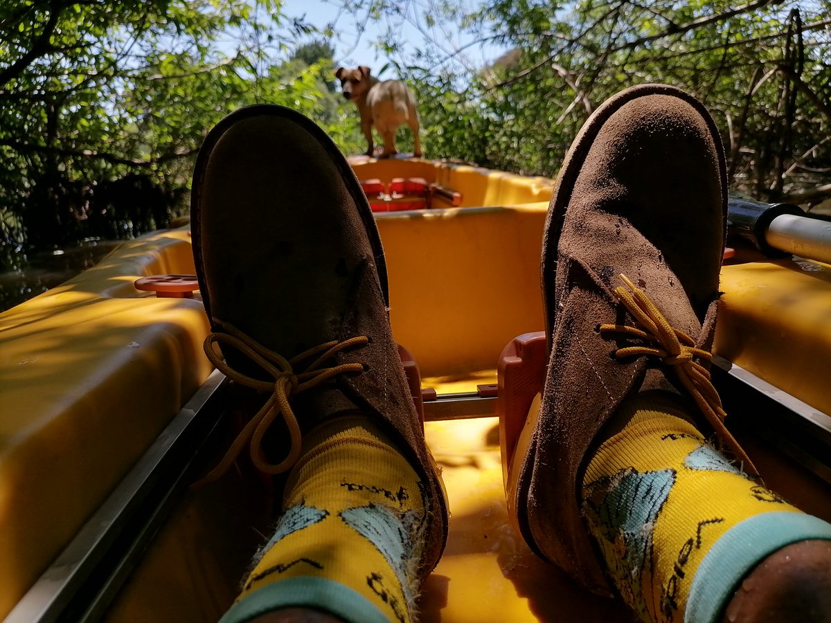 Tw33m's tweet photo. Paddling with my @Veldskoenshoes and loyal dog. The pants belonged to someone I used to loved dearly, to cut the story short, they've been recycled to fit and match my @Veldskoenshoes.
#HowIWearMine #VeldskoenShoes #adventureready #canoeclub #rhinoheritagepark @IngredientsThe https://t.co/8nj7V5sTdR