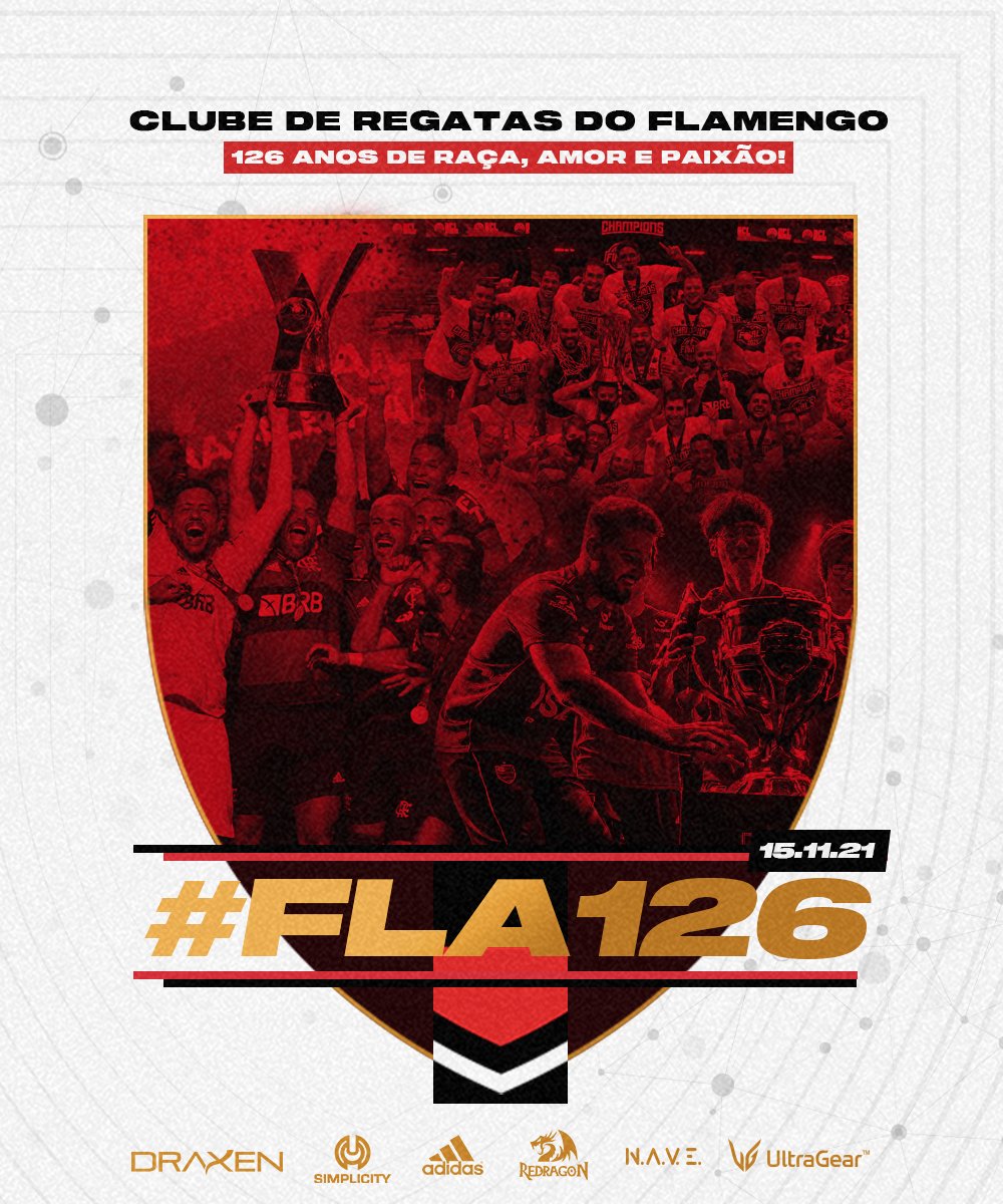 flaesports's tweet photo. Uma vez Flamengo, sempre Flamengo! 126 anos de Raça, Amor e Paixão! Parabéns, @flamengo! Parabéns, Nação! 

#VamosFlamengo #GoFLA 🔴⚫ https://t.co/4yi3x7qI1d
