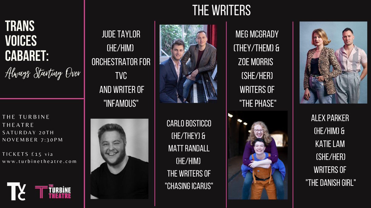 True Voices Company (@tvc_ldn) on Twitter photo We're delighted to work with some amazing writers, both trans & cis, who are promoting trans narratives in their works. Our cast will be showcasing some of these works. <a href="/heyjudetaylor/">Jude Taylor</a> , <a href="/bosticcorandall/">bosticcorandall</a> , <a href="/megmcgrady/">Meg McGrady</a> <a href="/ZoeElleMorris/">Zoe Elle Morris</a> , <a href="/alexparker91/">Alex Parker</a> & <a href="/katie_lam/">Katie Lam</a> BOOK NOW! We're delighted to work with some amazing writers, both trans & cis, who are promoting trans narratives in their works. Our cast will be showcasing some of these works. <a href="/heyjudetaylor/">Jude Taylor</a> , <a href="/bosticcorandall/">bosticcorandall</a> , <a href="/megmcgrady/">Meg McGrady</a> <a href="/ZoeElleMorris/">Zoe Elle Morris</a> , <a href="/alexparker91/">Alex Parker</a> & <a href="/katie_lam/">Katie Lam</a> BOOK NOW!