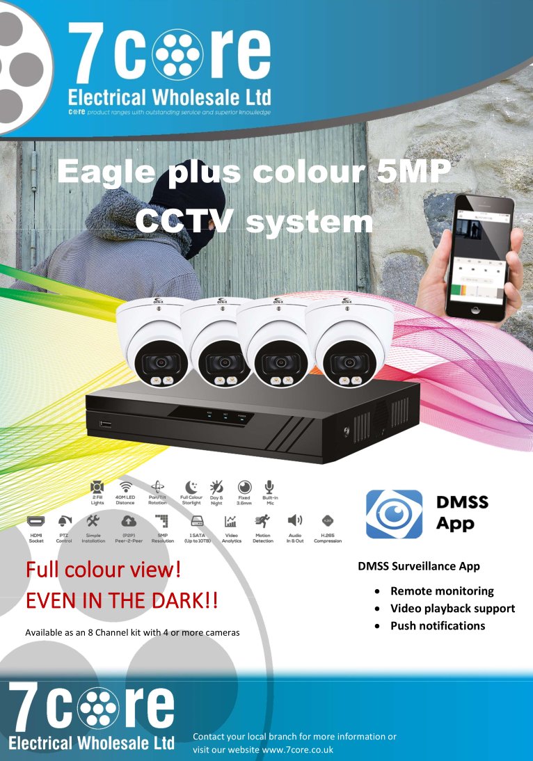7coreelectrical's tweet image. *** IN STOCK *** In stock at your local 7 Core Electrical, the full-colour CCTV system, offering a coloured playback option even at night!! buff.ly/2VpJf4f #CCTV #Homesafety #7core