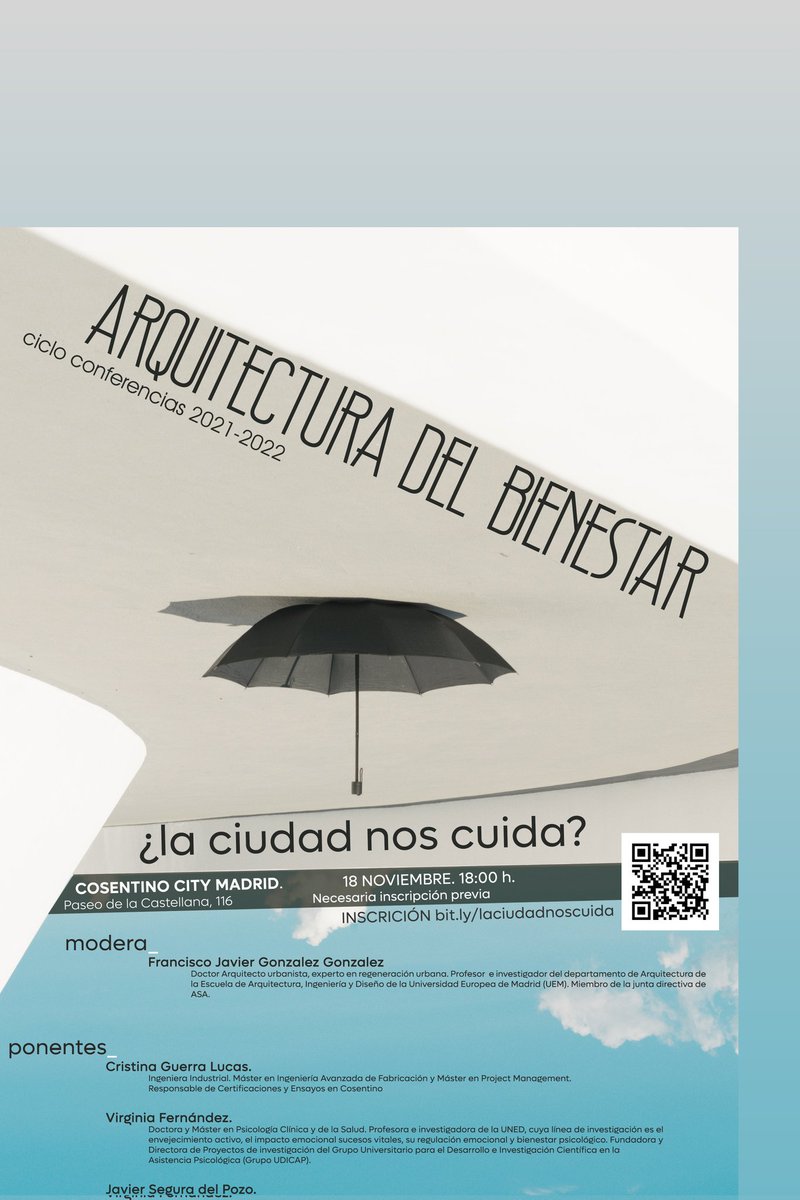jseguradelpozo's tweet photo. 🔊 El 18 N, 18 h estaremos dándole vueltas a "#CiudaddelosCuidados vs ciudad del descuido" en Encuentros @asociacionASA (Arquitecturas del bienestar)
¿LA CIUDAD NOS CUIDA?
👉Cosentino City Madrid (Paseo de la Castellana, 116)
👉Inscripción gratuita en https://t.co/O3G0dZuC8M https://t.co/yy7n8t9d1t
