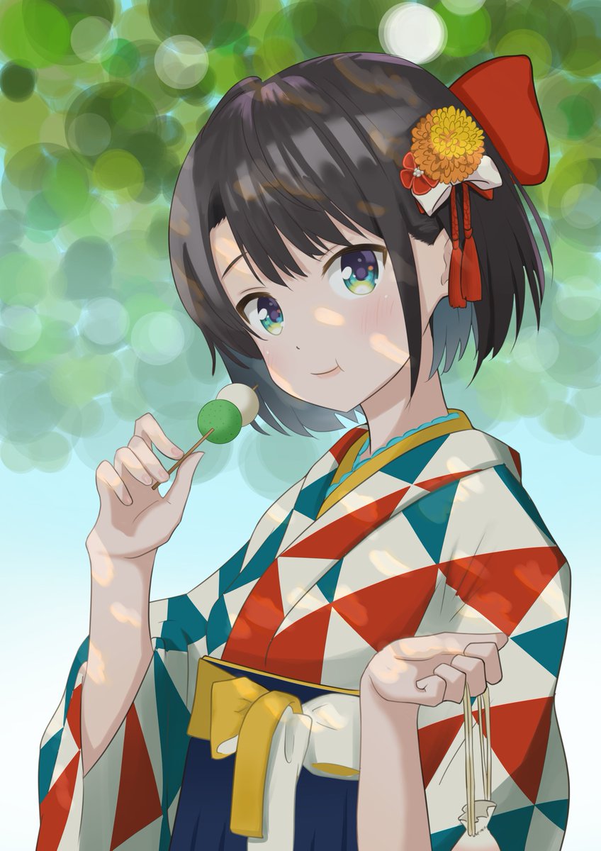 oozora subaru 1girl japanese clothes solo kimono long hair hair ornament hair flower  illustration images
