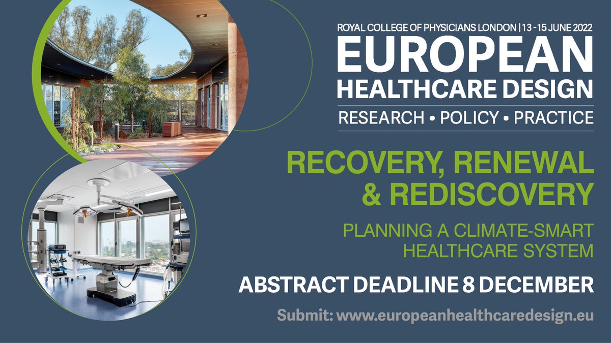 The Call for Papers deadline for #EHD2022 is just over three weeks away

Next year the congress shall be looking at 'Recovery, renewal and rediscovery: Planning a climate-smart healthcare system' 

View the PDF: bit.ly/3mVbG92 and submit: bit.ly/3D1bwCu