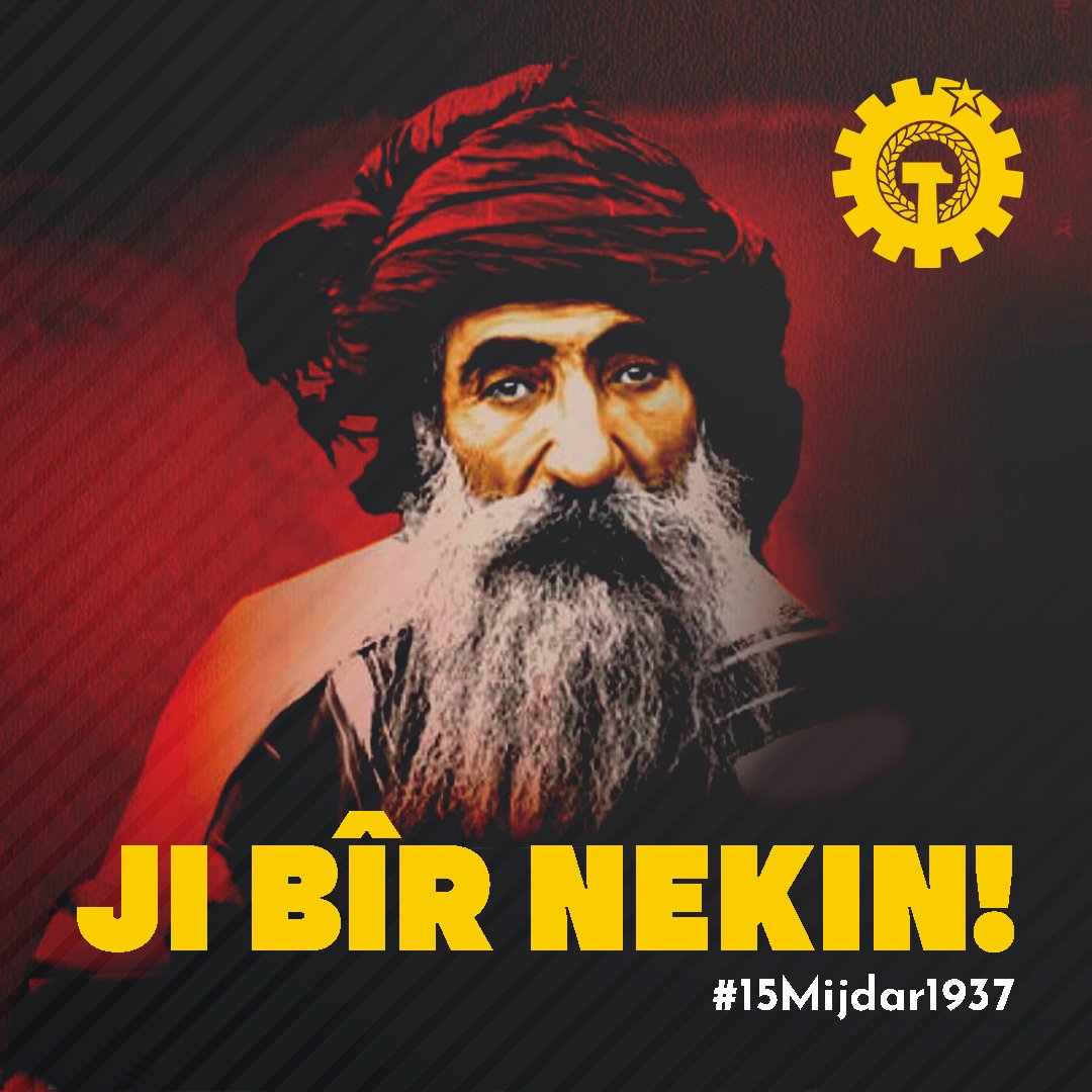 desof_kurdistan's tweet photo. Di 15'ê Mijdara 1937'an de Seyîd Riza û hevalên wî hatin îdamkirin.

Hişmendiya serxwebûnê ya ku wan li dijî kolonyalîstan meşandin,rêberiya me dike.

Bi rêz li îradeya ku serî natewandin.

Seyîd Riza û hevalên wî nemirin.

#SeyîdRiza https://t.co/JzHAB5iCDj