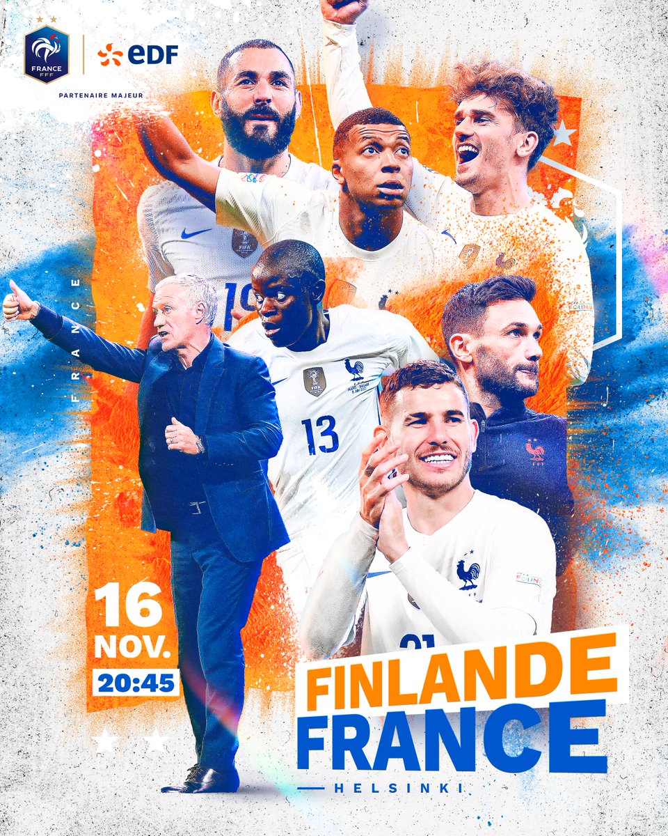 EDF_Foot's tweet image. Déjà assurés de terminer en tête du groupe, les Bleus se sont envolés pour la Finlande afin de disputer leur dernier match de l’année 2021 ⚡️

🆚 Finlande
📆 Mardi 16 novembre
🕕 20h45
📍 Helsinki
📺 TF1

Avec qui avez-vous prévu de regarder ce match ? 🤓 #FINFRA #EnergieduFoot
