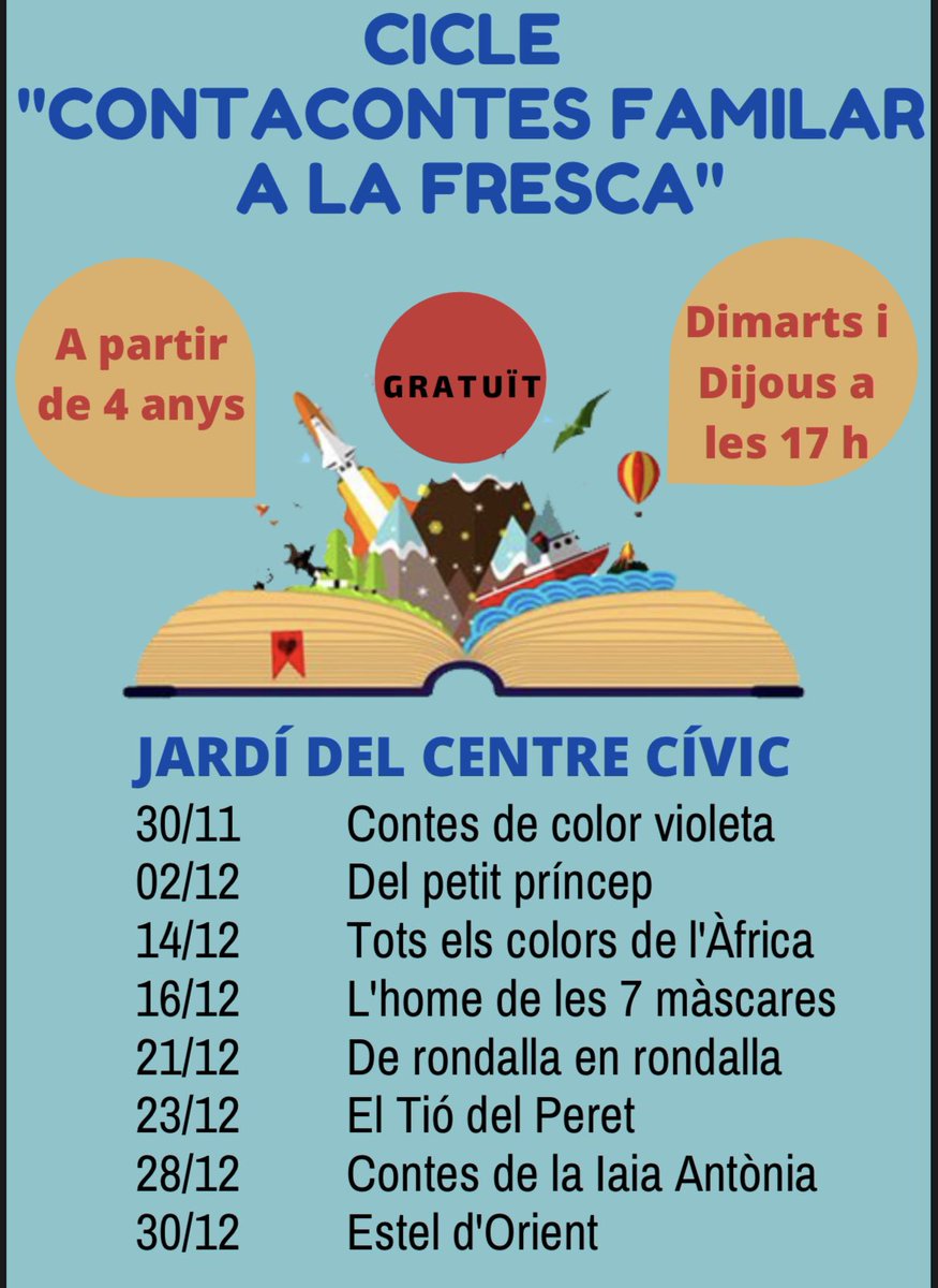 AFAanglesola's tweet photo. Dimarts, dia 30/11 a les 17h comença un cicle de 📚🪄contacontes a @CCCanDeu #fembarri #lescorts ++ info https://t.co/4sQ9gIqIyE https://t.co/jpuLSRar2m