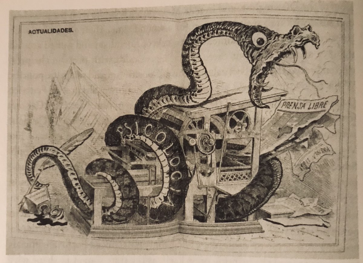 Delighted to sit down tomorrow with @czeltsman to talk about her fantastic new book, Ink under the Fingernails: Printing Politics in Nineteenth-Century Mexico and why this ferocious serpent tried to devour that helpless press. <a href="/SoFCritBibRBS/">Critical Bibliography at Rare Book School</a> 11/16 5:00 ET 
ucpress.edu/book/978052034…