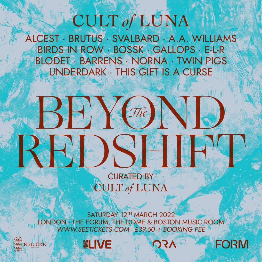 We’re beyond excited to be a part of the lineup for Beyond The Redshift next year in London. A big thank you to <a href="/Cultofluna_off/">Cult of Luna</a> for asking us to play! This is gonna be awesome!