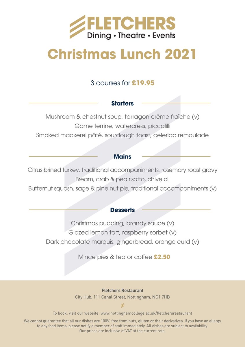 Christmas lunch availability now limited! We have availability for Weds 24th-Fri 26th Nov and Weds 1st-Fri 3rd Dec. Outstanding quality, unrivalled value for money in the city centre. Future stars of tomorrow supported by industry professionals. More info: bit.ly/322IQvs