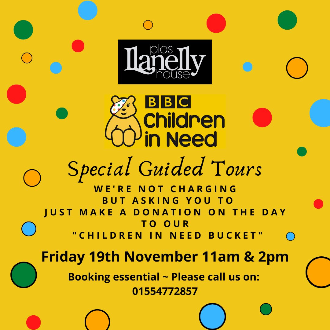 It’s #bbcchildreninneed2021 week!!! #llanellyhouse are doing #free #guidedtours (but asking for donations to our #childreninneed bucket. #llanellyhouse #spreadtheword #llanelli #ymlaenllanelli #discovercarmarthenshire #wales #cymru #bbcwales - please give us a shout out!