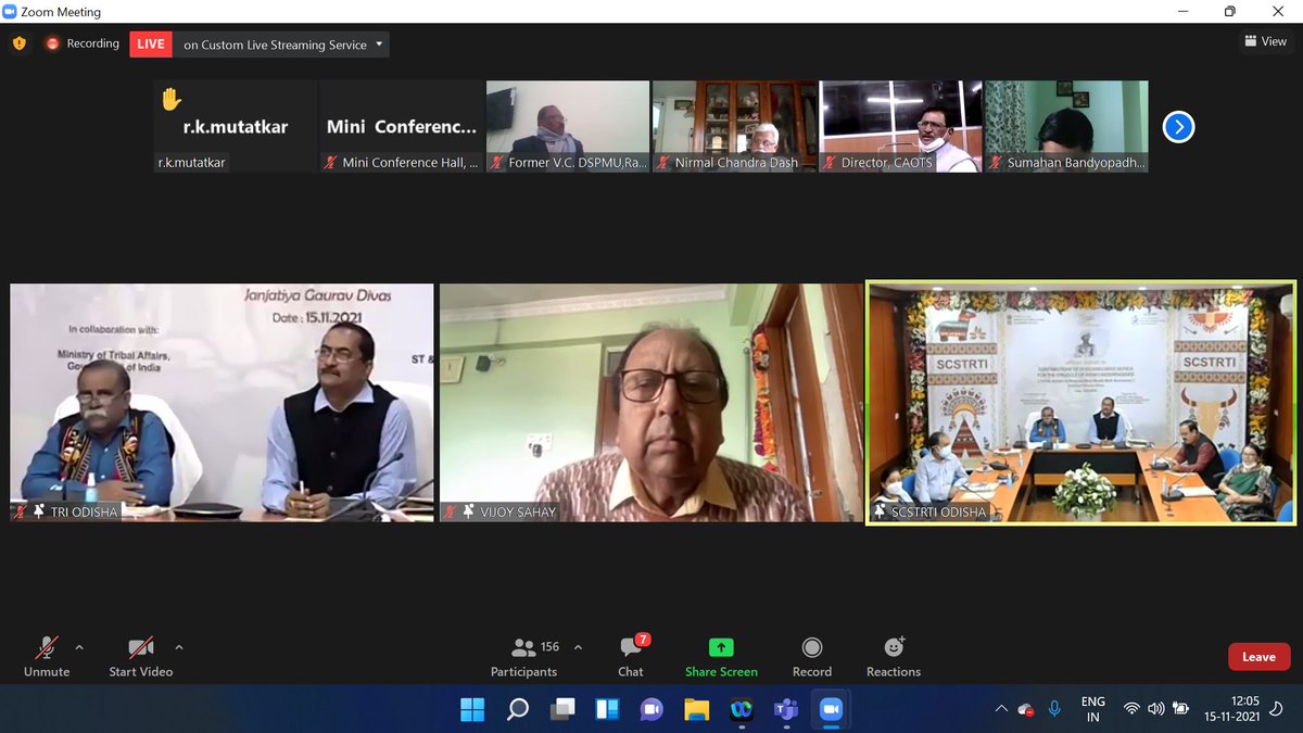 scstrti's tweet photo. Prof. K K Basa, VC, MSCBD Univ.,Baripada, Prof. Sumahan Bandyopadhyay, Dept of Anthropology, VS Univ., Gunjal Ikir Munda, Social Dev Consultant, Dr. S N Munda, Ex-VC SPM University,Ranchi participated in the tech. session, chaired by Prof. Vijay S Sahay
#JanjatiyaGauravDiwas https://t.co/rBeOJlpBZc