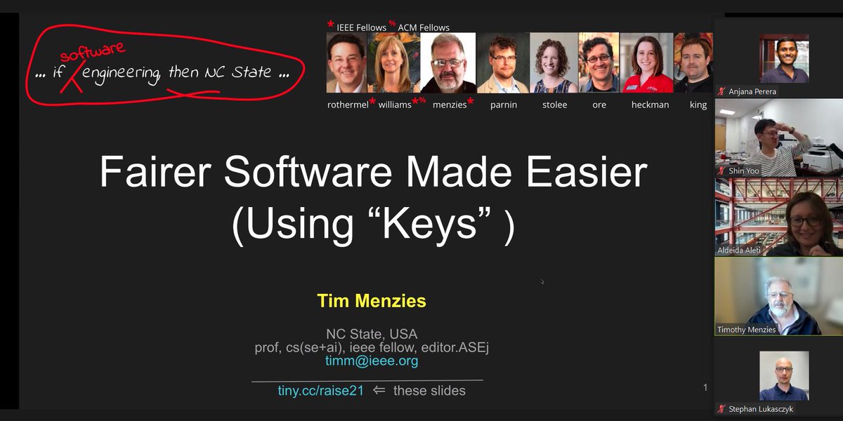 RAISEWorkshop's tweet photo. Session 2 started!

Presenting “Fairer Software Made Easier (using “Keys”)” by @timmenzies, Kewen Peng and Andre Lustosa

Slides: https://t.co/M413aZdCFM

Program 👉🏽 https://t.co/q0UnwRBE1e

@AldeidaAleti @drsyoo @anjana_perera11 @ASE_conf https://t.co/hWKbyOspXi