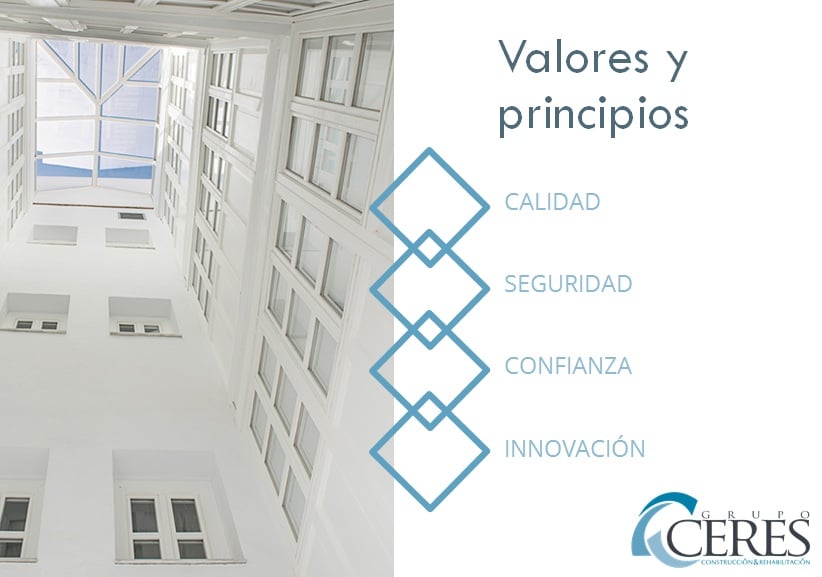 Hoy os mostramos nuestros principales 𝐯𝐚𝐥𝐨𝐫𝐞𝐬 𝐲 𝐩𝐫𝐢𝐧𝐜𝐢𝐩𝐢𝐨𝐬:

𝓒𝓪𝓵𝓲𝓭𝓪𝓭, 𝓢𝓮𝓰𝓾𝓻𝓲𝓭𝓪𝓭, 𝓒𝓸𝓷𝓯𝓲𝓪𝓷𝔃𝓪 𝓮 𝓘𝓷𝓷𝓸𝓿𝓪𝓬𝓲ó𝓷.

Os deseamos un feliz comienzo de semana. 🏠🏠😉😉

#GrupoCeres #RehabilitacionIntegral #reformasintegrales #construccion