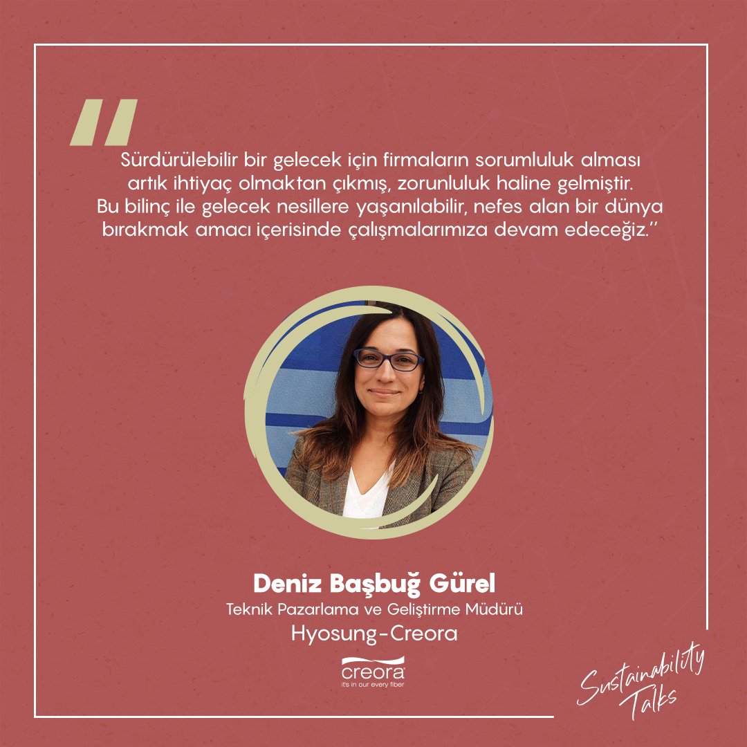 STItalks's tweet photo. Sustainability Talks İstanbul’un bu seneki konuşmacılarından Hyosung - Creora Teknik Pazarlama ve Geliştirme Müdürü Deniz Başbuğ Gürel, sürdürülebilir bir gelecek için firmaların alacağı sorumluluğun önemine dair konuşması ile bizlerle olacak.

#SustainabilityTalksIstanbul https://t.co/R9I15kfslV