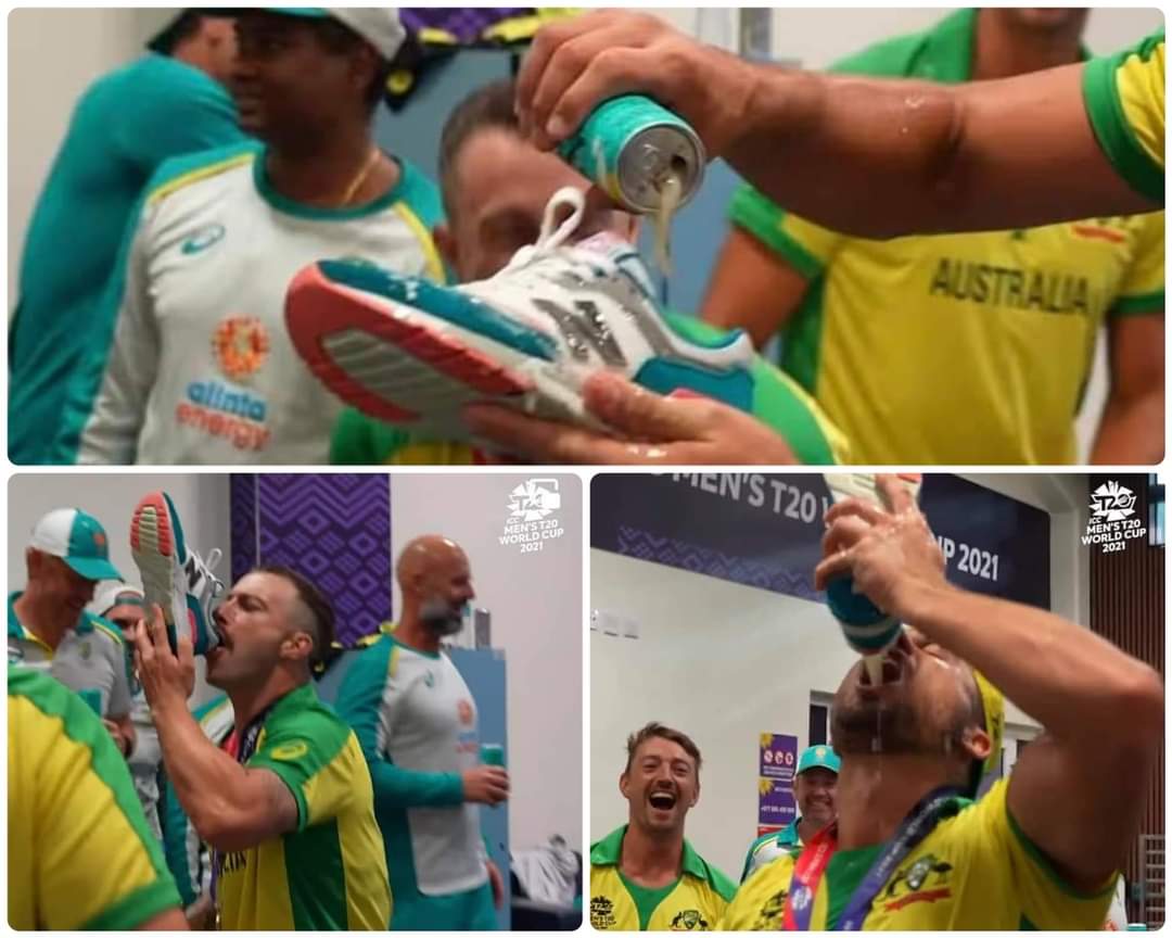Look at them how ugly thing they have done to celebrate their victory of #ICCT20WorldCup2021 they claim that they are educated and moral nation on earth 🌎 but look at them. #AusVsNZ #Shameful