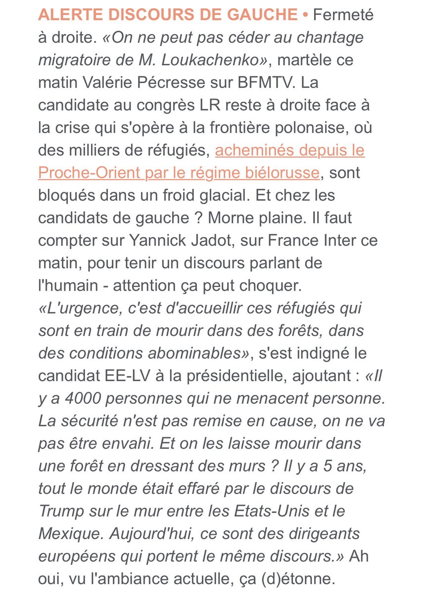 DavidCormand's tweet photo. Merci à ⁦@yjadot⁩ de tenir une ligne claire sur nos valeurs d’accueil et de solidarité. C’est de plus en plus rare, y compris à Gauche. L’écologie est l’humanisme du XXIe siècle qui ne flanche pas face aux vents mauvais. 
via ⁦@chez_pol⁩ 
cc ⁦@franceinter⁩ https://t.co/32JS2MYXXx