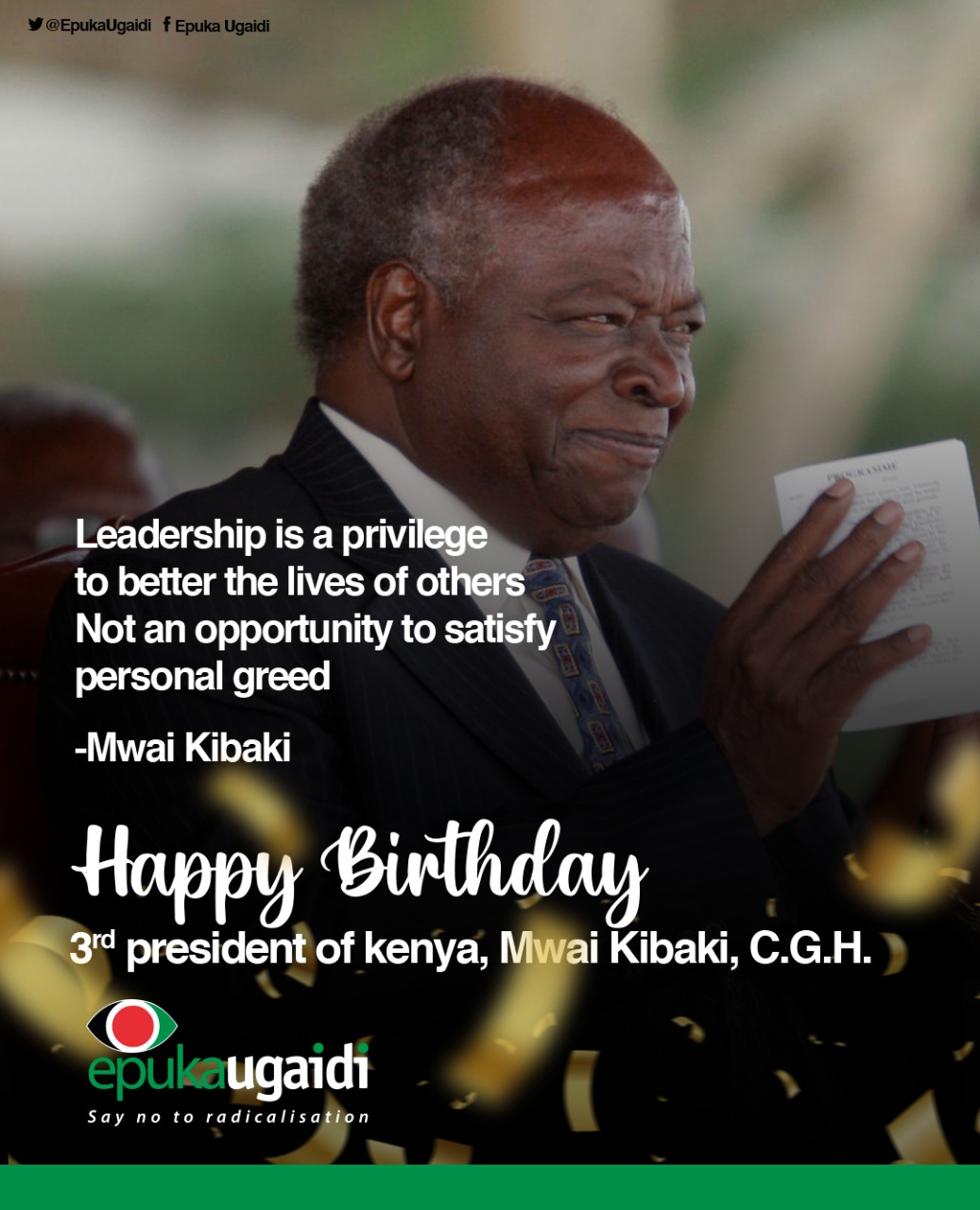Happy 90th birthday to Former President Mwai Kibaki. 
