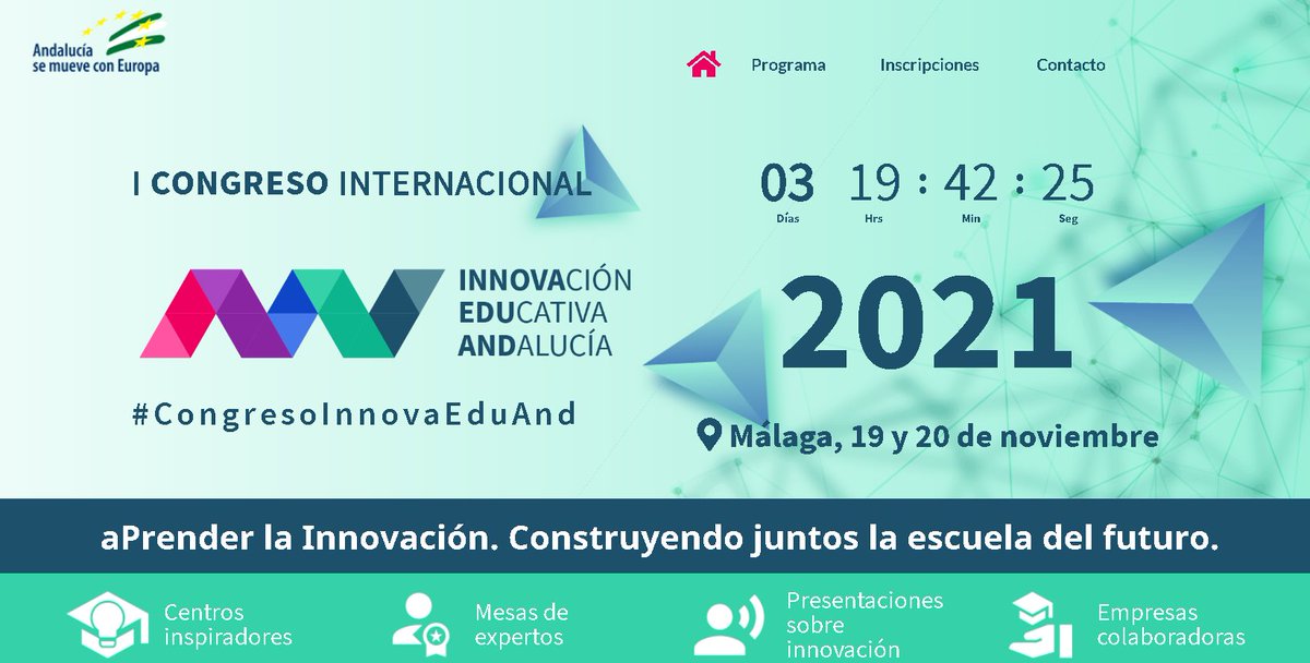 El próximo fin de semana viajamos a Málaga al I #Congresoinnovaeduand (19 y 20 de noviembre). El centro ha sido seleccionado como uno de los centros inspiradores andaluces para presentar nuestros proyectos educativos innovadores <a href="/HuelvaSoe/">SERVICIO DE ORDENACIÓN EDUCATIVA EN HUELVA</a> <a href="/EducaAnd/">Consejería Desarrollo Educativo y FP</a> @