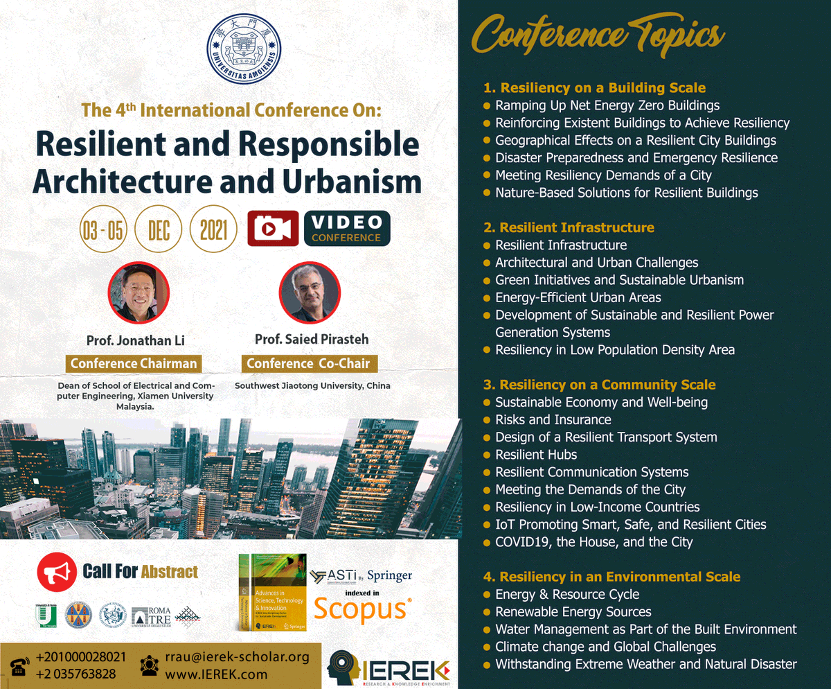 ResilientAnd's tweet photo. Are you Ready?
The 4th international online conference on "Resilient and Responsible Architecture and Urbanism (RRAU) " is less than 18 days away, but it is still not late to submit your abstract.
If you choose to complete your payment, Check out the fees: https://t.co/zVnk0WTmDa https://t.co/c3kxCQEa2I