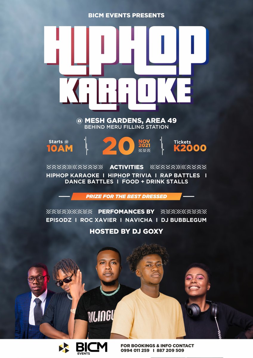 iamblackmyth's tweet photo. BICM EVENTS PRESENTS!

HipHop Karaoke 🔥
📅20th Nov

📍Mesh Gardens Area 49 [Behind Meru filling station]

Tickets: K2,000

@teshayi on the decks
@episodz265 on the mic

Please Retweet ❤️🙏 https://t.co/paqQWXn2nh