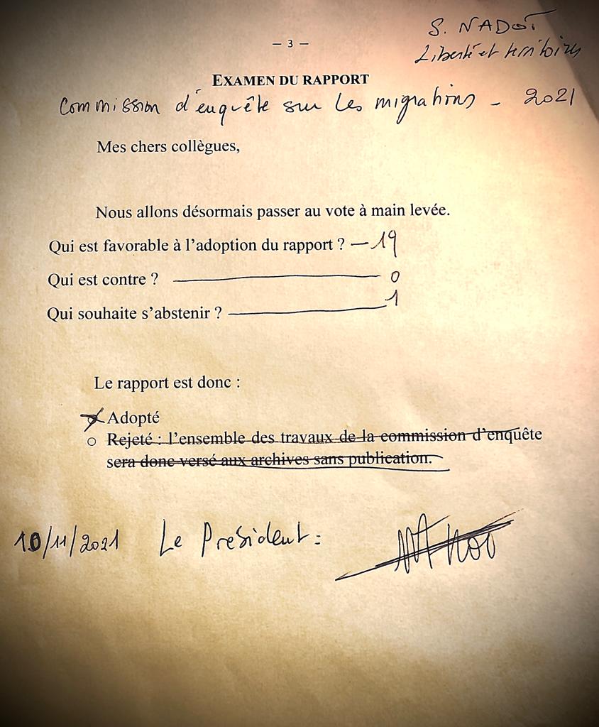 PresidenceM's tweet photo. â
đAdoption du rapport de la Commission d'enquĂȘte sur les #migrations aprĂšs 6 mois de travaux attentifs aux conditions de vie et dâaccĂšs au droit des #migrants. Les constats sont alarmants. đš
@Sebastien_Nadot @AssembleeNat
#CEPmigrations #asile #accueil #droit #France https://t.co/mjqt36RBty