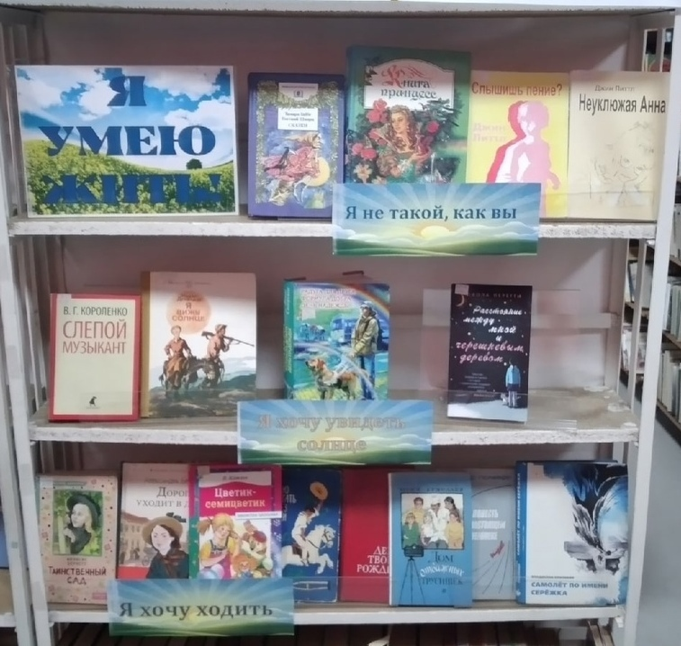 В рамках акции «Понять! Помочь! Дружить» библиотека провела встречу с воспитателями детского сада «Теремок», на которой был сделан обзор художественной литературы, героями которой являются дети и подростки с ОВЗ. Также в библиотеке оформлена книжная выставка «Я умею жить!»