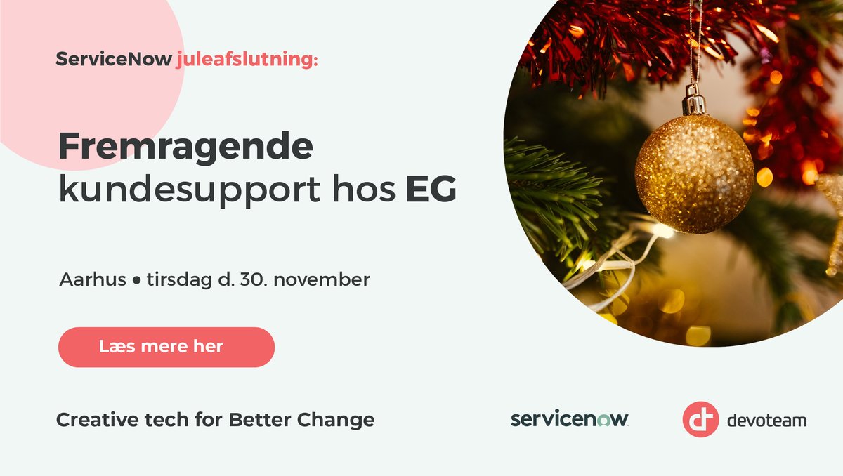 Kom og besøg os på Aarhus Ø – vi juler den sammen med EG, som vil dele udfordringer og gevinster ved at implementere én Customer Service Management-løsning på tværs af den samlede forretning.
dk.devoteam.com/arrangementer/…