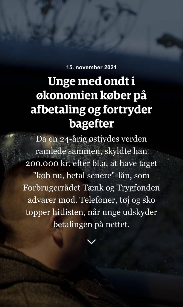 Unge køber i stigende grad telefoner, tøj og sko på afbetaling. Det skriver <a href="/jyllandsposten/">Jyllands-Posten</a> om i dag på baggrund af @trygfonden og <a href="/fbrtaenk/">Forbrugerrådet Tænk</a> undersøgelse af unges privatøkonomi.
Ja, sågar slik og fastfood sælges nu på afbetaling!
Stor udfordring af vores finansieringskultur!