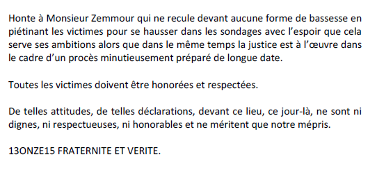 13onze15's tweet photo. Quelques mots suite à l'instrumentalisation de la mémoire des victimes des attaques terroristes du 13 novembre 2015 : https://t.co/Cvg13hg5ET
