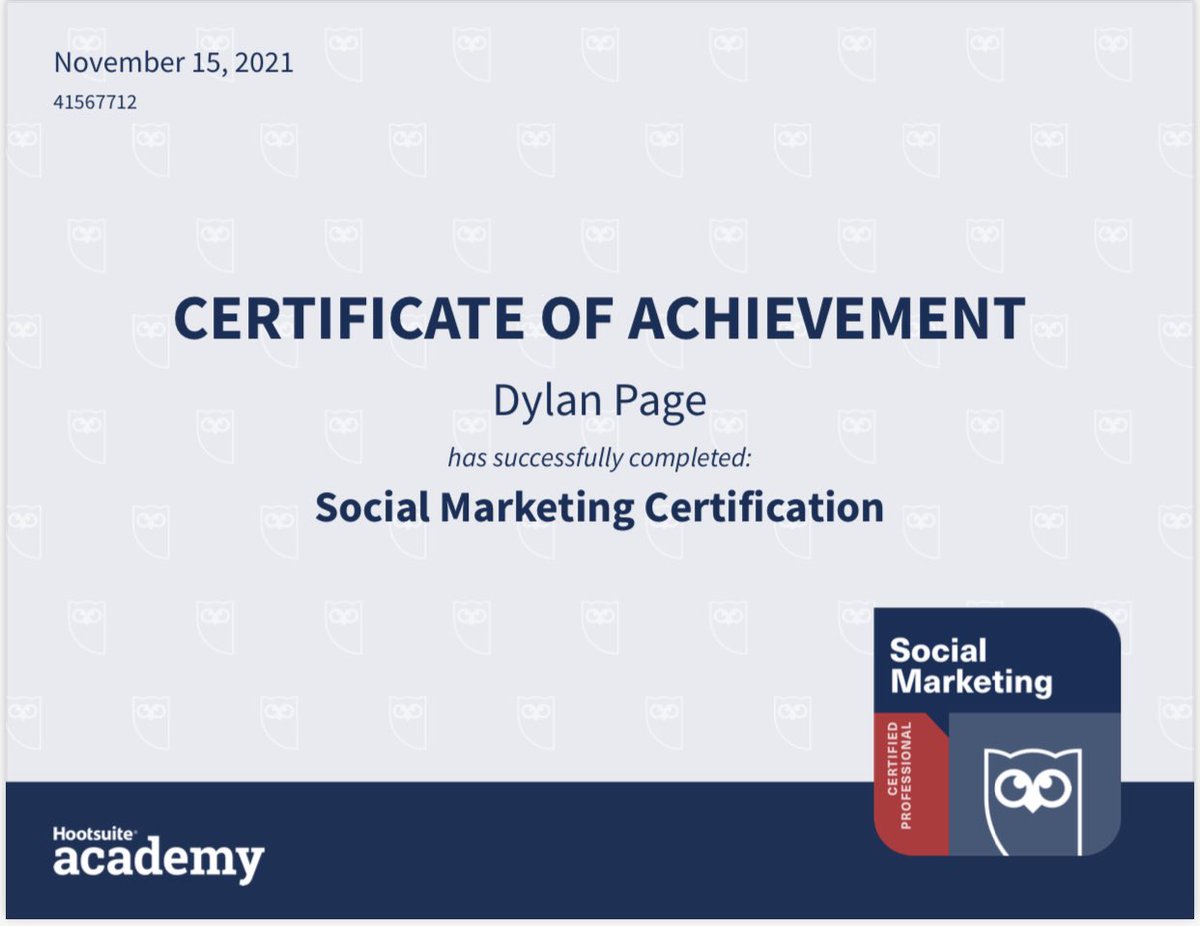 dylanlikeslight's tweet photo. not to toot my own horn but *toot toot* IM SOCIAL MARKETING AND HOOTSUITE PLATFORM CERTIFIED!!! #Brodie21 https://t.co/cv0JgyFwo9
