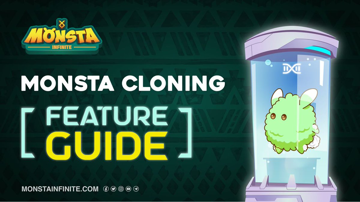 Monsta_Infinite's tweet photo. 🚨Monsta Cloning Feature Guide🚨

With the Monsta Cloning feature being released in a few hours, here is a detailed guide on how you can clone your Monstas to create new and powerful Monstas to be added to your Monsta team🔥

https://t.co/hmBoxDffGb https://t.co/aSvhUgtZsK