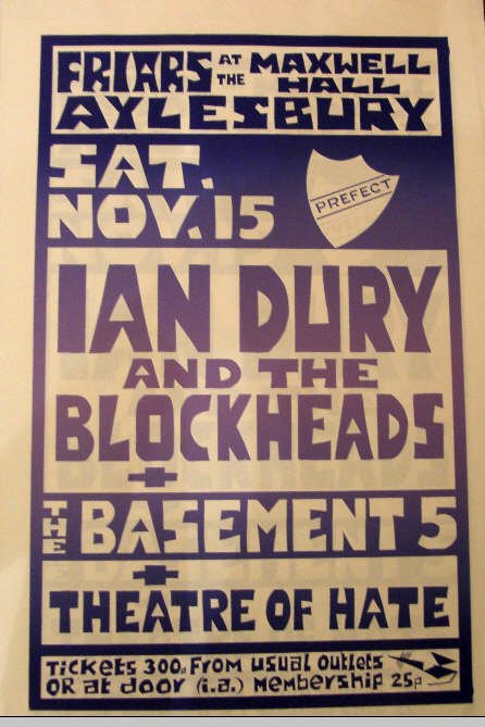wycombegigs's tweet photo. #OTD Saturday 15th November 1980
Ian Dury & The Blockheads
+ Basement 5
+ Theatre of Hate
Friars, Aylesbury
High Wycombe educated Dury returns with the Blockheads for the 4th time to Friars.
Decent support acts too.
#IanDury #Basement5 #TheatreOfHate
@_DennisMorris @kirkbrandon https://t.co/AaWHjuctH9