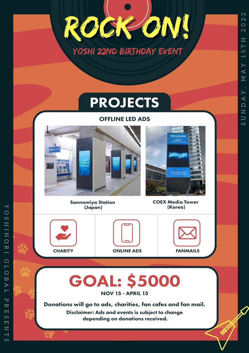 yoshinoriglobal's tweet photo. ROCK ON! 🎸 

Yoshi’s 22nd Birthday Project 

We are now launching early Yoshi’s 2022 Birthday project. Help us reach our goal so we could give Yoshi a memorable birthday! 

💰$5000
🗓 Nov 15 - Apr 15
🖇 https://t.co/dcs2DYk7wh 

#요시 #트레저요시 #YOSHI #트레저 @treasuremembers https://t.co/yGS5tY45M8