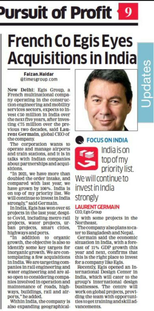 EgisIndia's tweet image. &quot;French Co Egis Eyes Acquisitions in India&quot; @EconomicTimes

@egis @LG_EgisCEO @EgisindiaMd
@Probasibangali @nainanimk @PankajVatsa6

#ImpactTheFuture #ExecuteWithExcellence