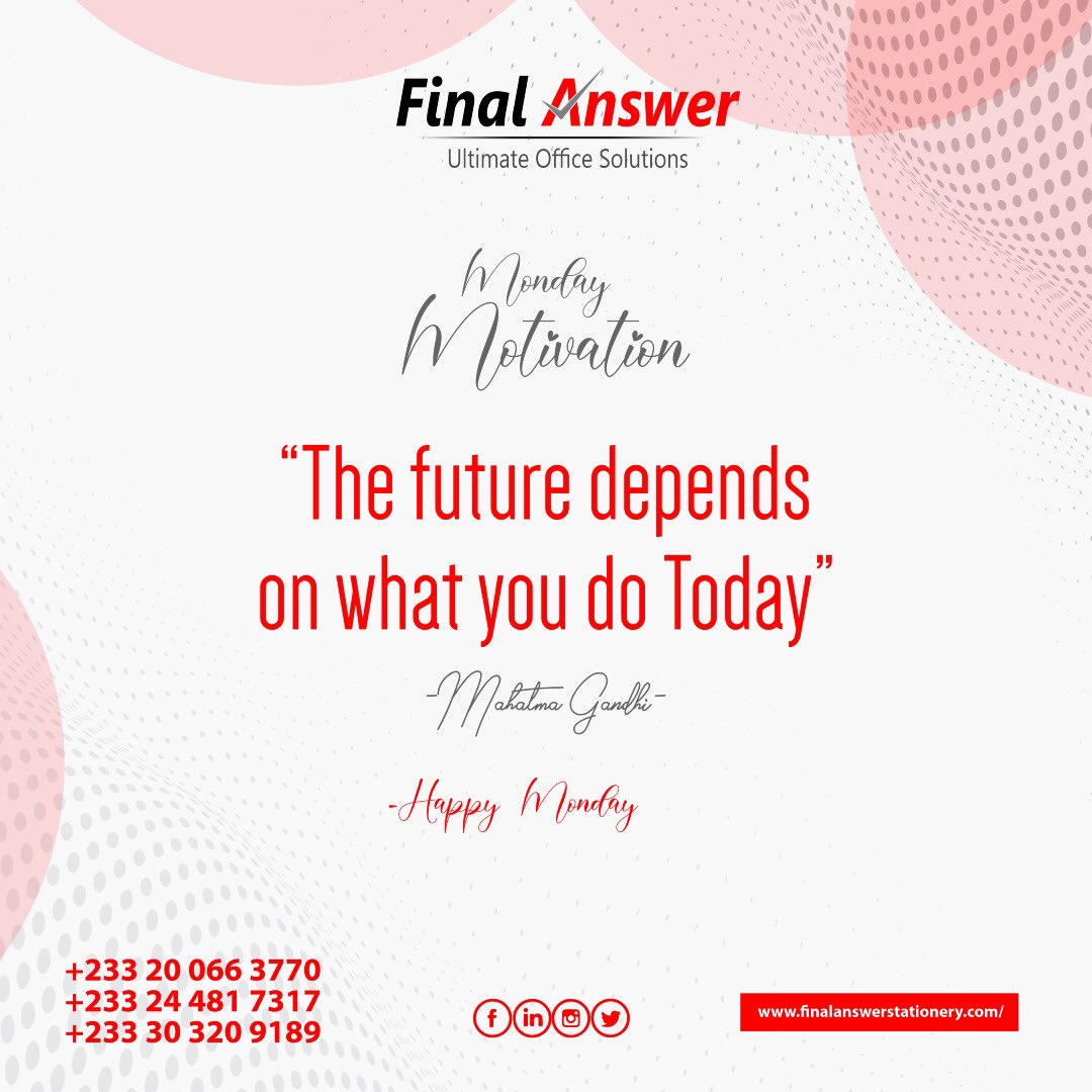 FinalStationery's tweet photo. Have an awesome week ahead!

#finalanswer
#ᴍᴏɴᴅᴀʏᴍᴏᴛɪᴠᴀᴛɪᴏɴ 
#electronicsshopghana 
#kumasielectronics 
#accraelectronics 
#haveagreatweek

Serwaa GhOne
Kamaldeen
Wakaso
Stonebwoy
Sarkodie
Shatta
Kidi https://t.co/jNYp314mDy
