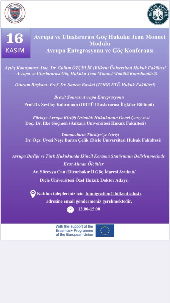 Yarın çevrimiçi konferansla Dicle Üniversitesi Hukuk Fakültesi’ne konuk oluyoruz. İlgilenenleri bekleriz👇🏻