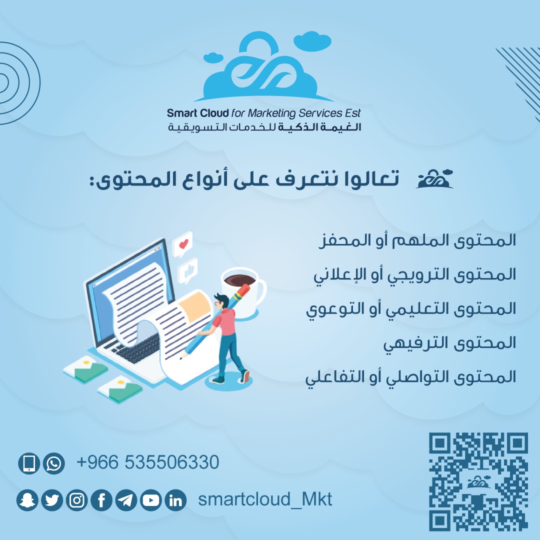 smartcloud_mkt's tweet image. تعالوا نتعرّف على أنواع المحتوى 🖊️👀
#الغيمة_الذكية
#تسويق 
#smartcloud_mkt
#mkt_art